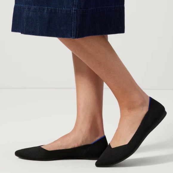 Rothy's Black Honeycomb Point Toe Flat Women's Size 10 - Picture 2 of 7